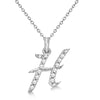 Lab Grown Diamond Initial Letter H Pendant, White Gold finish, Sterling Silver - GEMHUB & CO.