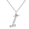 Natural Diamond Initial Letter I Pendant, White Gold finish, 3 Micron Vermeil - GEMHUB & CO.