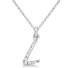 Lab Grown Diamond Initial Letter L Pendant, White Gold finish, Sterling Silver - GEMHUB & CO.
