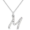 Natural Diamond Initial Letter M Pendant, White Gold finish, 3 Micron Vermeil - GEMHUB & CO.