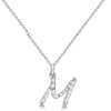 Natural Diamond Initial Letter M Pendant, White Gold - Detail View