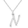 Natural Diamond Initial Letter N Pendant, White Gold finish, 3 Micron Vermeil - GEMHUB & CO.