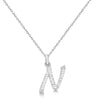Lab Grown Diamond Initial Letter N Pendant, White Gold - Detail View