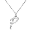 Lab Grown Diamond Initial Letter P Pendant, White Gold finish, Sterling Silver - GEMHUB & CO.