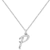 Lab Grown Diamond Initial Letter P Pendant, White Gold - Detail View