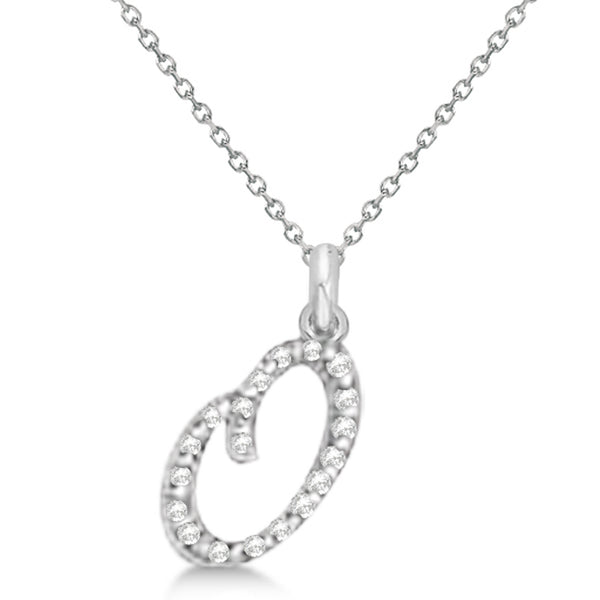 Lab Grown Diamond Initial Letter Q Pendant, White Gold finish, Sterling Silver - GEMHUB & CO.