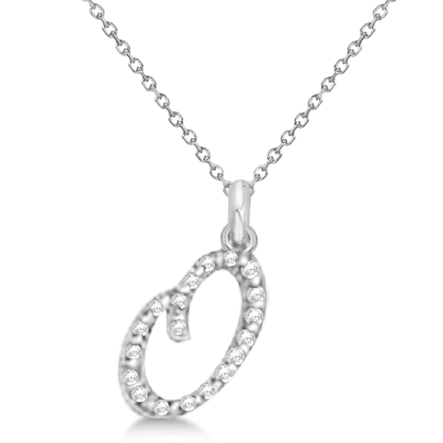 Natural Diamond Initial Letter Q Pendant, White Gold finish, 3 Micron Vermeil - GEMHUB & CO.