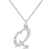 Lab Grown Diamond Initial Letter Q Pendant, White Gold - Detail View