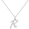 Lab Grown Diamond Initial Letter R Pendant, White Gold - Detail View