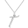 Natural Diamond Initial Letter T Pendant, White Gold finish, 3 Micron Vermeil - GEMHUB & CO.