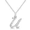 Lab Grown Diamond Initial Letter U Pendant, White Gold finish, Sterling Silver - GEMHUB & CO.