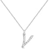 Lab Grown Diamond Initial Letter V Pendant, White Gold - Detail View