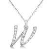 Lab Grown Diamond Initial Letter W Pendant, White Gold finish, Sterling Silver - GEMHUB & CO.