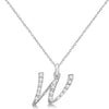 Lab Grown Diamond Initial Letter W Pendant, White Gold - Detail View