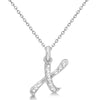 Lab Grown Diamond Initial Letter X Pendant, White Gold finish, Sterling Silver - GEMHUB & CO.