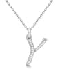 Natural Diamond Initial Letter Y Pendant, White Gold finish, 3 Micron Vermeil - GEMHUB & CO.