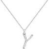 Natural Diamond Initial Letter Y Pendant, White Gold - Detail View