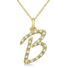 Natural Diamond Initial Letter B Pendant, Yellow Gold finish, 3 Micron Vermeil - GEMHUB & CO.