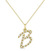 Lab Grown Diamond Initial Letter B Pendant, Yellow Gold - Detail View