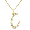 Lab Grown Diamond Initial Letter C Pendant, Yellow Gold finish, Sterling Silver - GEMHUB & CO.