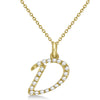 Lab Grown Diamond Initial Letter D Pendant, Yellow Gold finish, Sterling Silver - GEMHUB & CO.