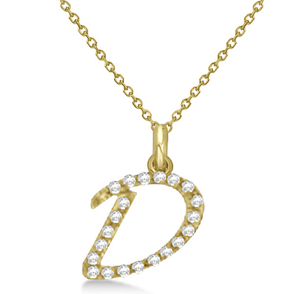 Natural Diamond Initial Letter D Pendant, Yellow Gold finish, 3 Micron Vermeil - GEMHUB & CO.
