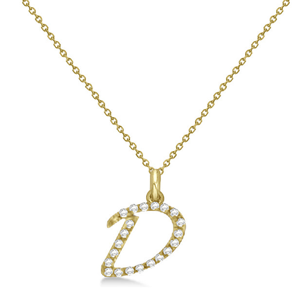 Lab Grown Diamond Initial Letter D Pendant, Yellow Gold - Detail View