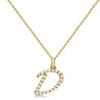 Natural Diamond Initial Letter D Pendant, Yellow Gold - Detail View