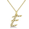 Lab Grown Diamond Initial Letter E Pendant, Yellow Gold finish, Sterling Silver - GEMHUB & CO.