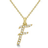 Natural Diamond Initial Letter F Pendant, Yellow Gold finish, 3 Micron Vermeil - GEMHUB & CO.