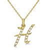 Natural Diamond Initial Letter H Pendant, Yellow Gold finish, 3 Micron Vermeil - GEMHUB & CO.