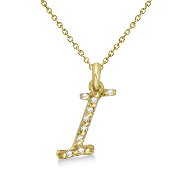 Lab Grown Diamond Initial Letter I Pendant, Yellow Gold finish, Sterling Silver - GEMHUB & CO.