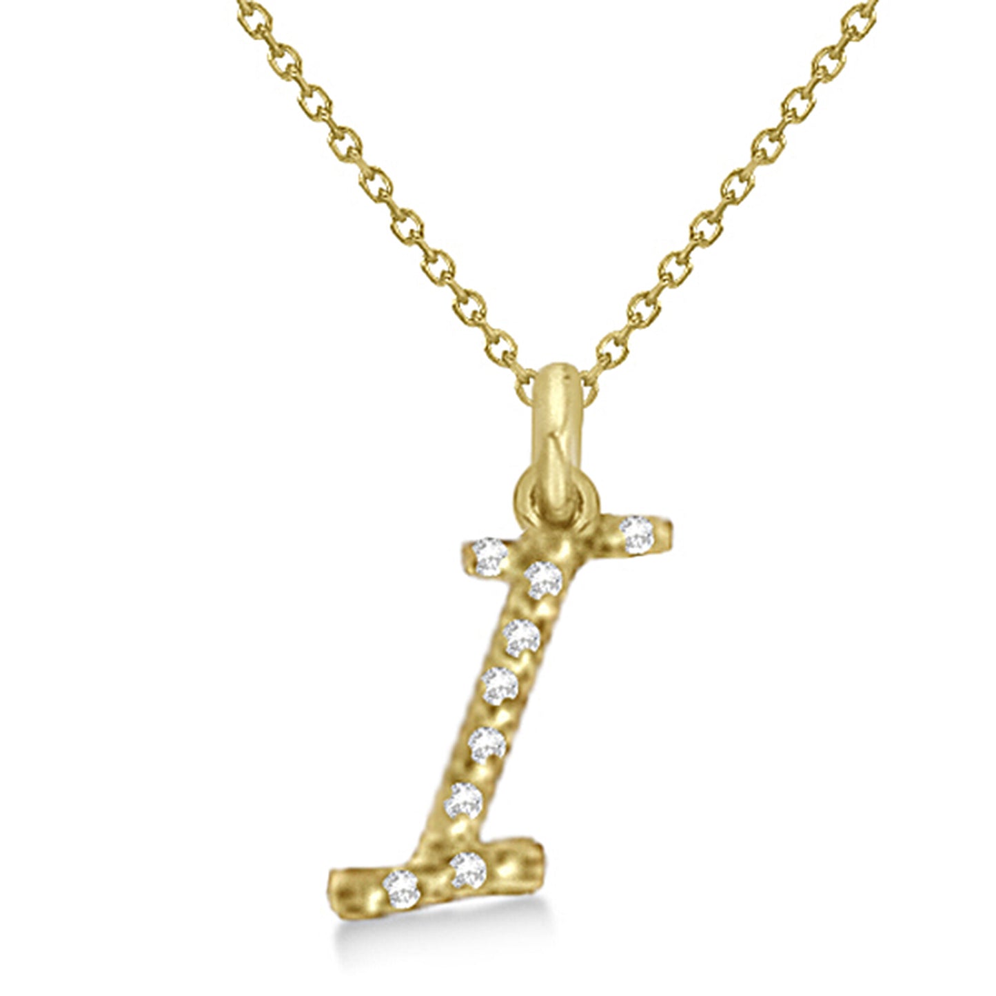 Natural Diamond Initial Letter I Pendant, Yellow Gold finish, 3 Micron Vermeil - GEMHUB & CO.