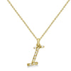 Natural Diamond Initial Letter I Pendant, Yellow Gold - Detail View