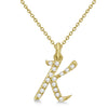 Lab Grown Diamond Initial Letter K Pendant, Yellow Gold finish, Sterling Silver - GEMHUB & CO.