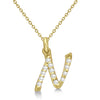 Natural Diamond Initial Letter N Pendant, Yellow Gold finish, 3 Micron Vermeil - GEMHUB & CO.
