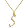 Natural Diamond Initial Letter S Pendant, Yellow Gold finish, 3 Micron Vermeil - GEMHUB & CO.