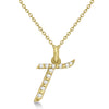 Lab Grown Diamond Initial Letter T Pendant, Yellow Gold finish, Sterling Silver - GEMHUB & CO.