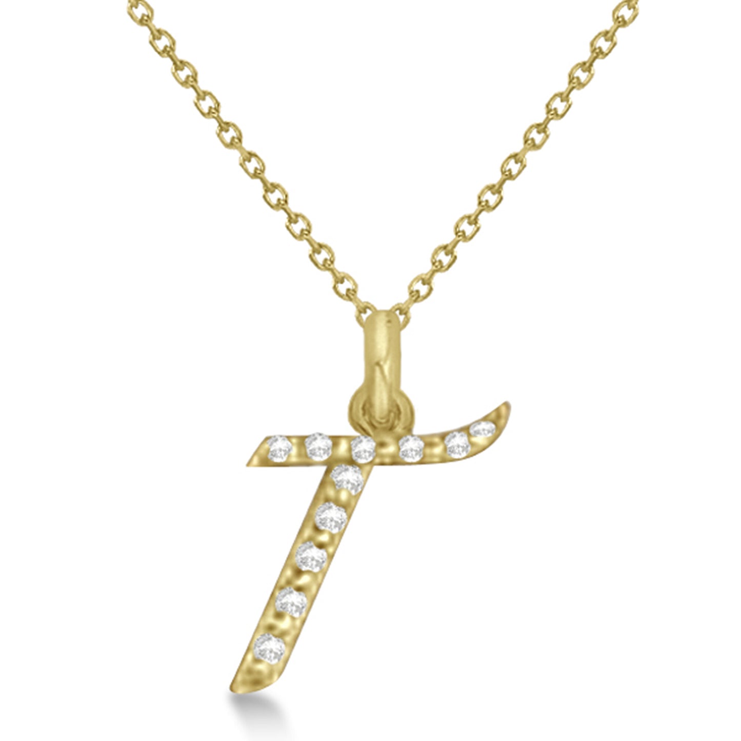 Natural Diamond Initial Letter T Pendant, Yellow Gold finish, 3 Micron Vermeil - GEMHUB & CO.