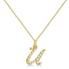 Lab Grown Diamond Initial Letter U Pendant, Yellow Gold - Detail View