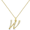Lab Grown Diamond Initial Letter W Pendant, Yellow Gold - Detail View