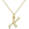 Natural Diamond Initial Letter X Pendant, Yellow Gold finish, 3 Micron Vermeil - GEMHUB & CO.