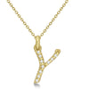 Lab Grown Diamond Initial Letter Y Pendant, Yellow Gold finish, Sterling Silver - GEMHUB & CO.