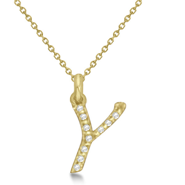 Lab Grown Diamond Initial Letter Y Pendant, Yellow Gold finish, Sterling Silver - GEMHUB & CO.