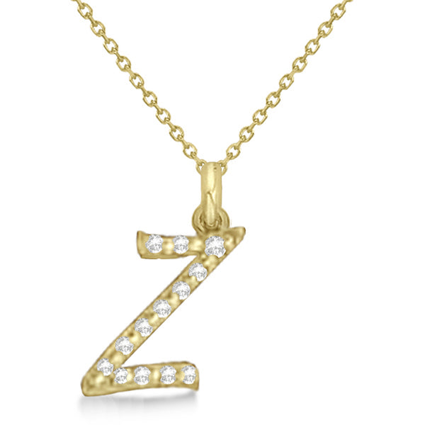 Natural Diamond Initial Letter Z Pendant, Yellow Gold finish, 3 Micron Vermeil - GEMHUB & CO.