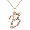 Lab Grown Diamond Initial Letter B Pendant, Rose Gold finish, Sterling Silver - GEMHUB & CO.
