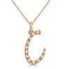 Natural Diamond Initial Letter C Pendant, Rose Gold finish, 3 Micron Vermeil - GEMHUB & CO.