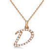 Lab Grown Diamond Initial Letter D Pendant, Rose Gold finish, Sterling Silver - GEMHUB & CO.