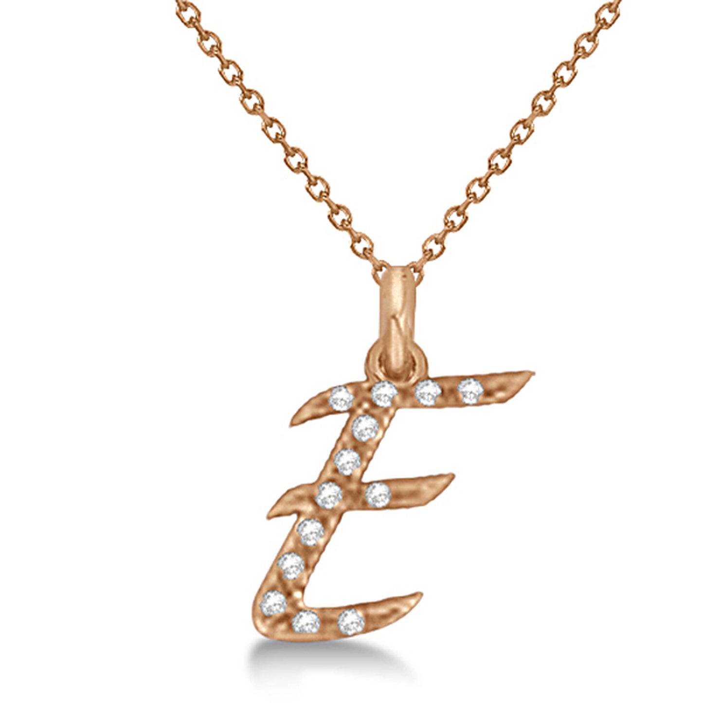 Lab Grown Diamond Initial Letter E Pendant, Rose Gold finish, Sterling Silver - GEMHUB & CO.