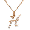 Lab Grown Diamond Initial Letter H Pendant, Rose Gold finish, Sterling Silver - GEMHUB & CO.